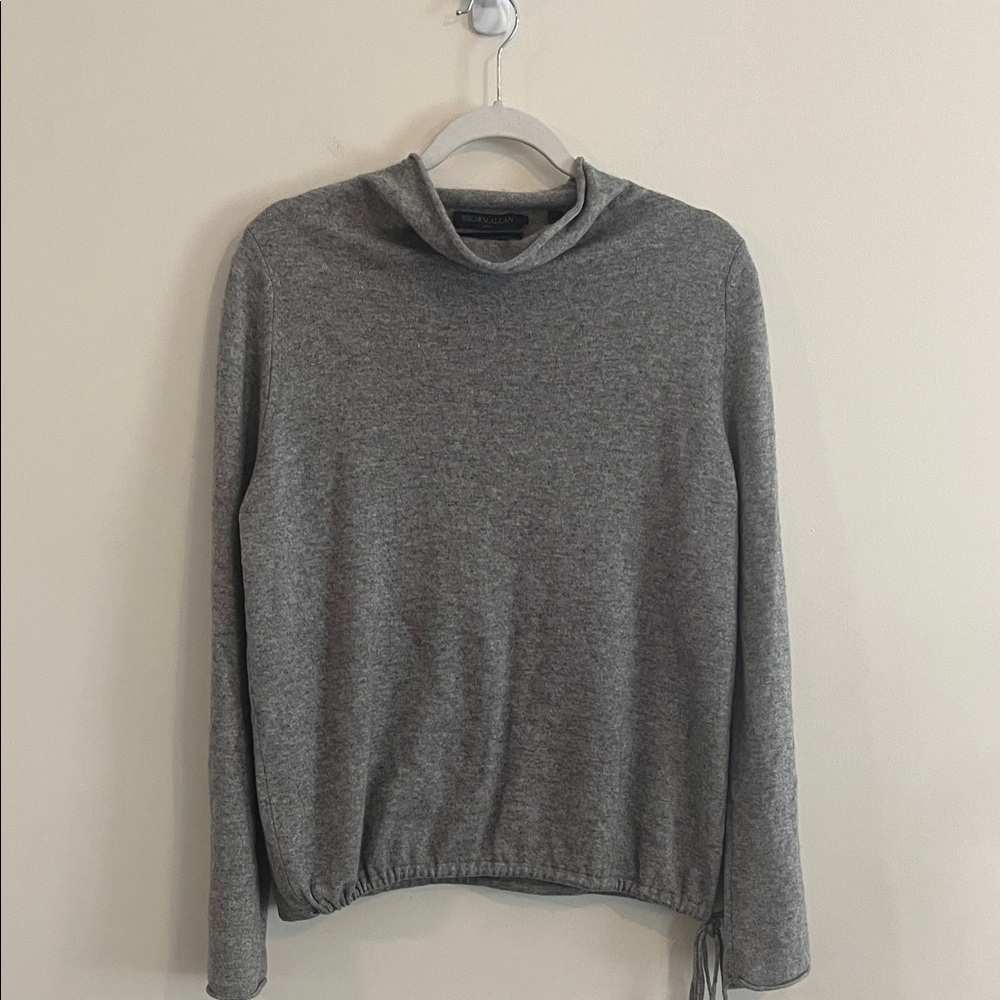 Brown Allan Extra fine Merino Wool Cashmere Gray Sweater Cozy Luxury Bell Sleeve